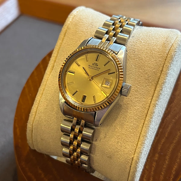 Bucherer otomatis Tanggal emas-plated Steel Watch