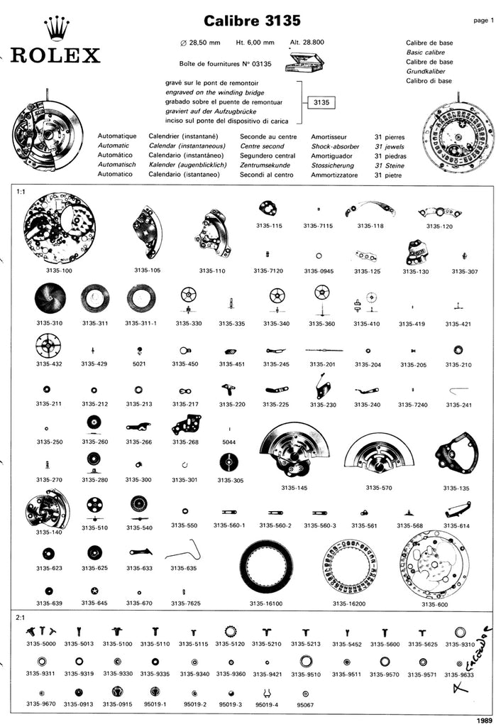 Rolex watch movement schematic illustration