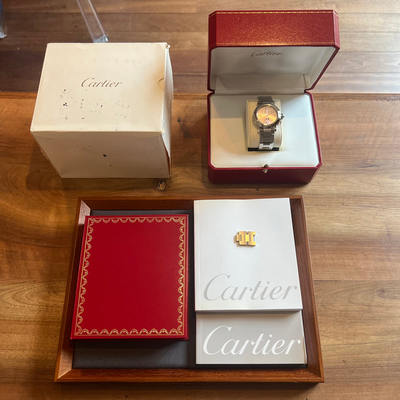 Cartier Pasha Pink Dial Automatic Full Set W31058M7