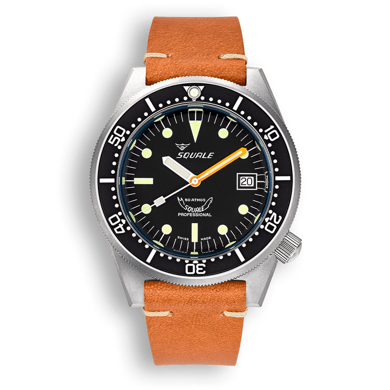 Squale 1521 Black Blasted Leather Automatic Steel Watch 1521BKBL.PC