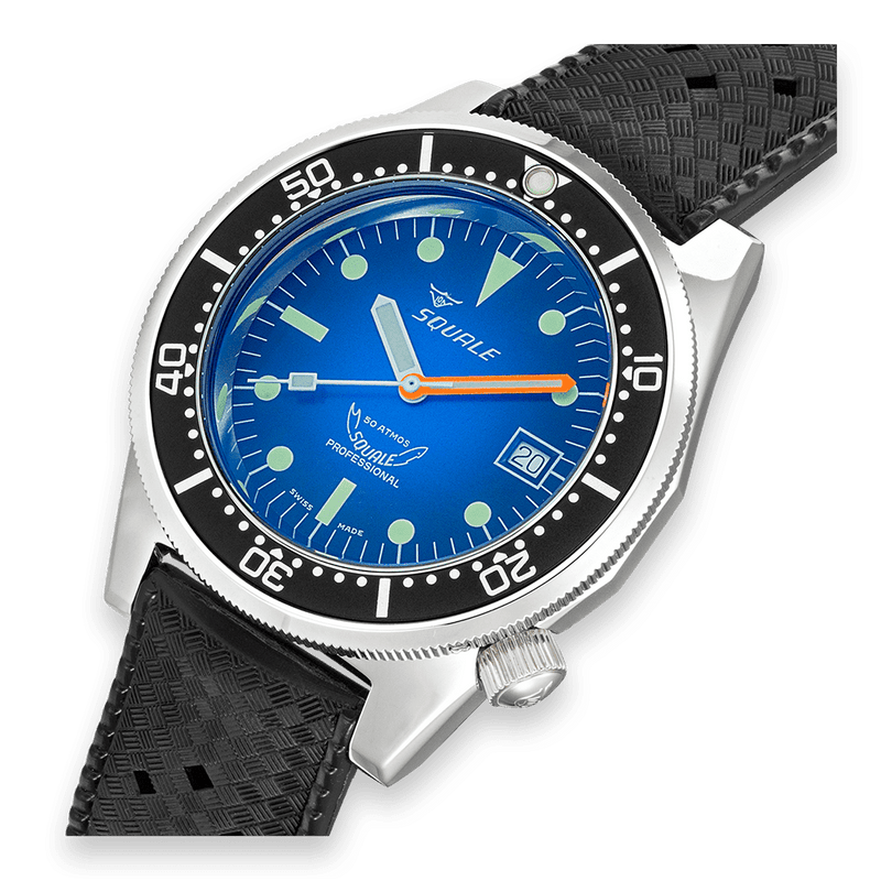 Squale 1521 Blue Ray Rubber Automatic Steel Watch 1521PROFD.HT