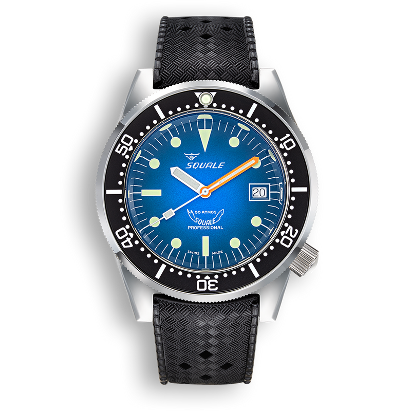 Squale 1521 Blue Ray Rubber Automatic Steel Watch 1521PROFD.HT