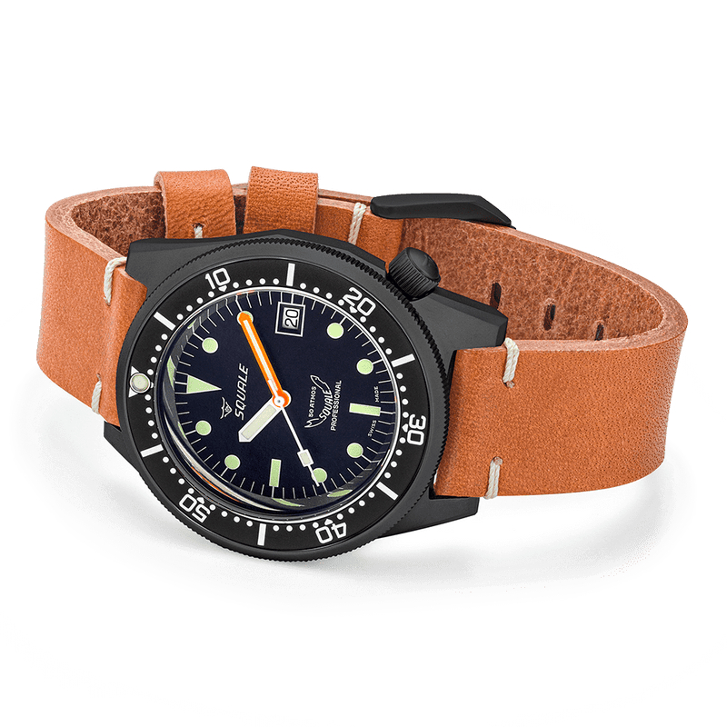 Squale 1521 PVD Automatic Steel Leather Watch 1521PVD.PC