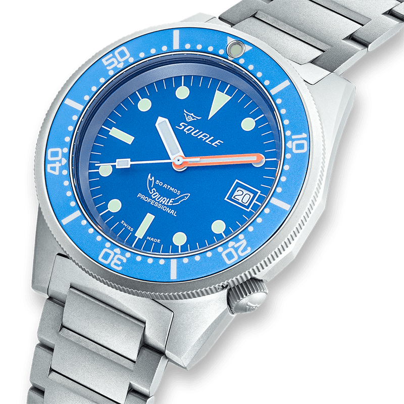 Squale 1521 Blue Blasted Bracelet Automatic Steel Watch 1521BLUEBL.SQ20S