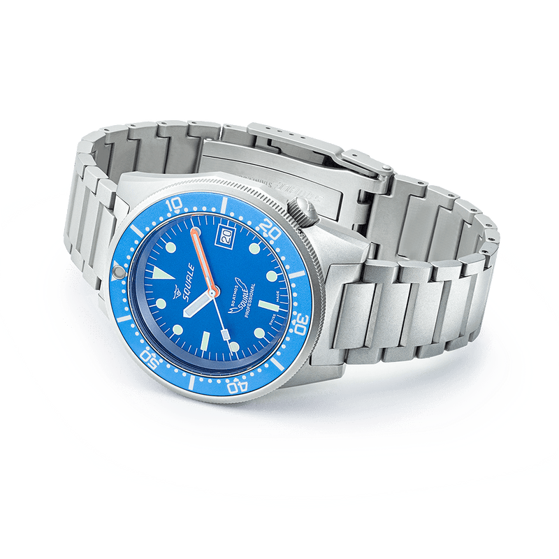 Squale 1521 Blue Blasted Bracelet Automatic Steel Watch 1521BLUEBL.SQ20S