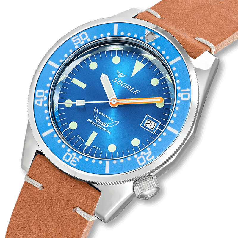 Squale 1521 Ocean Leather Automatic Steel Watch 1521OCN.PC