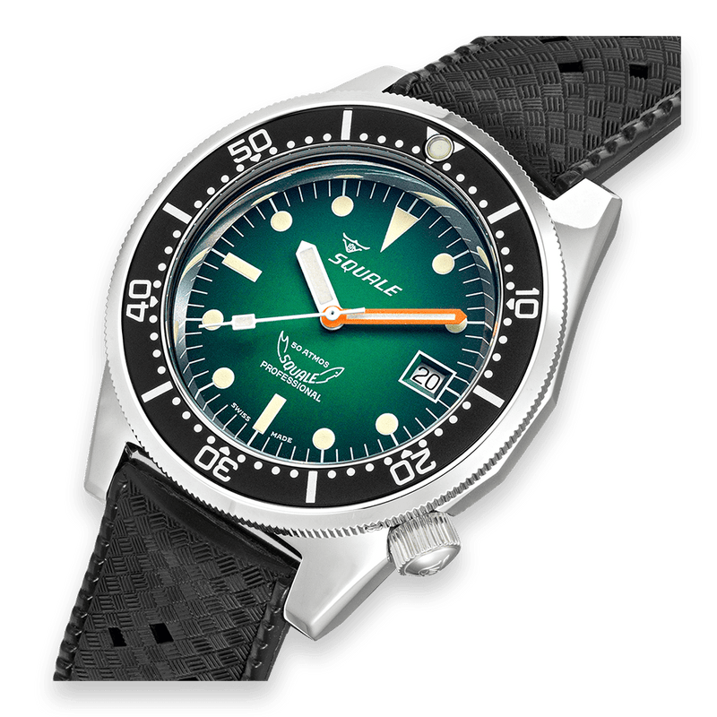 Squale 1521 Green Ray Rubber Automatic Steel Watch 1521PROFGR.HT