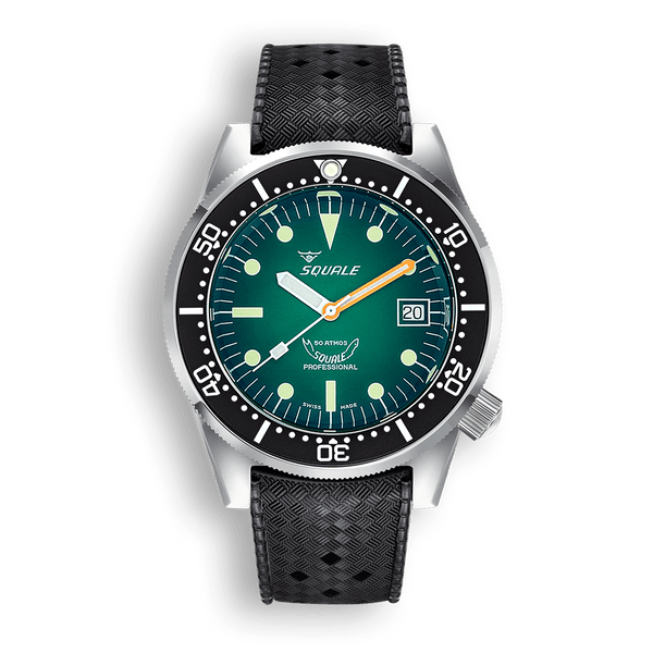 Squale 1521 Green Ray Rubber Automatic Steel Watch 1521PROFGR.HT