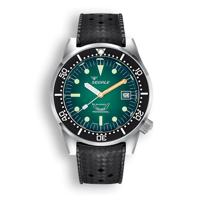 Squale 1521 Green Ray Rubber Automatic Steel Watch 1521PROFGR.HT