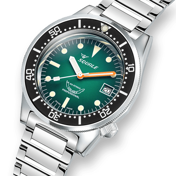 Squale 1521 Green Ray Bracelet Automatic Steel Watch 1521PROFGR.SQ20L