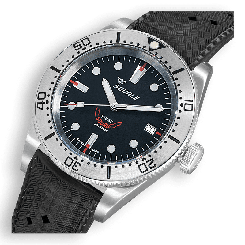 Squale 1545 Steel Black Rubber Automatic Steel Watch 1545SSBK.HT