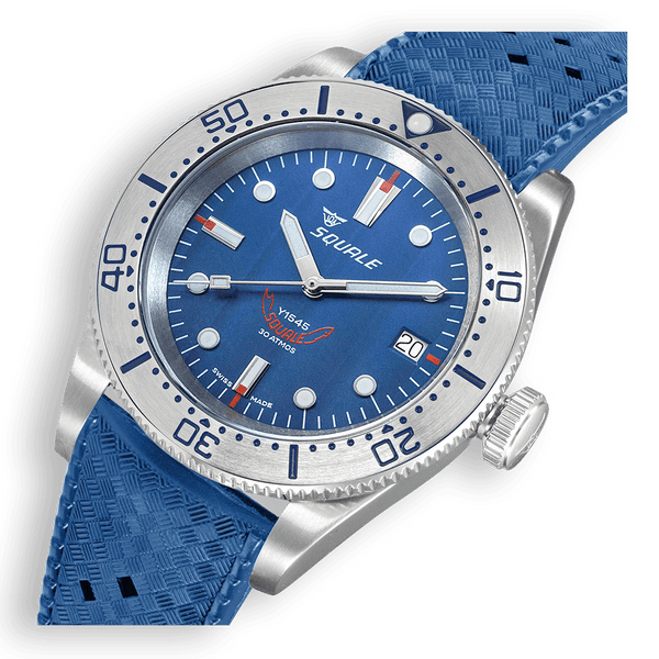 Squale 1545 Steel Blue Rubber Automatic Steel Watch 1545SSBLC.HTB