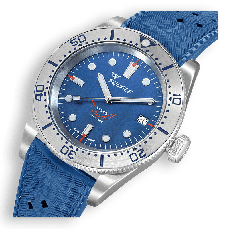 Squale 1545 Steel Blue Rubber Automatic Steel Watch 1545SSBLC.HTB