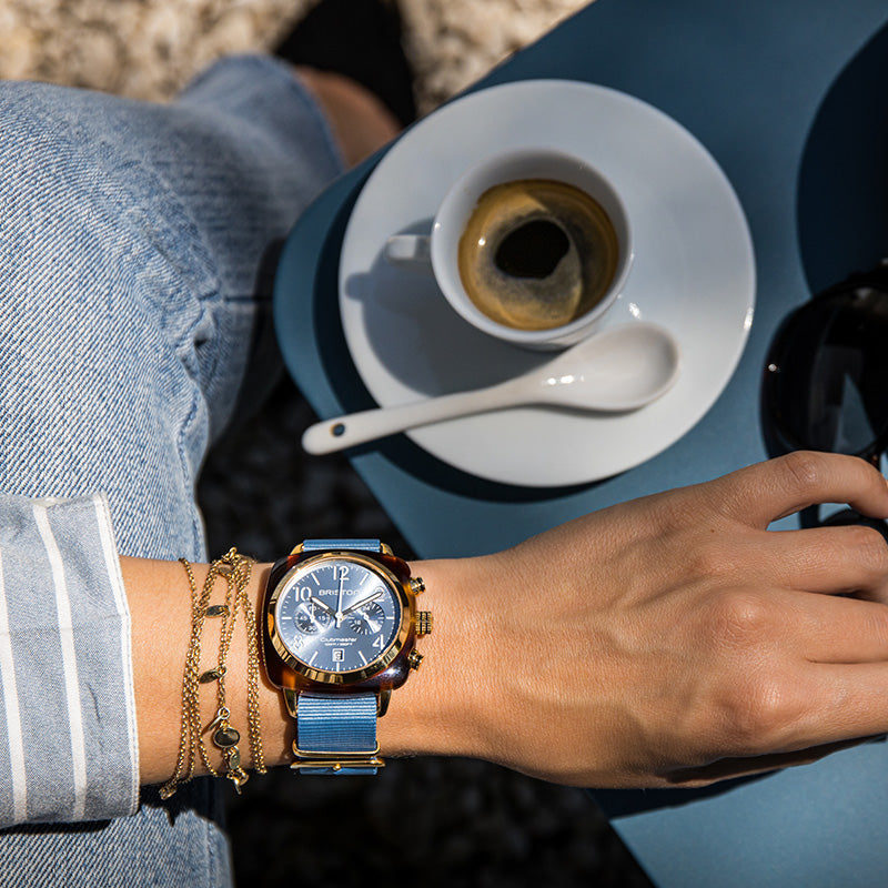 Briston Clubmaster Classic - Chrono - Gold - Ice Blue