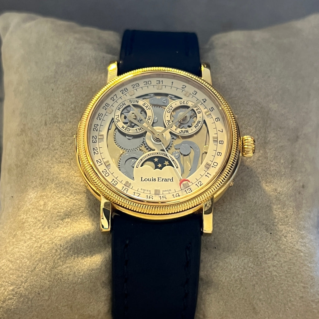 Louis Erard Triple Calendar Skeleton Gold Plated