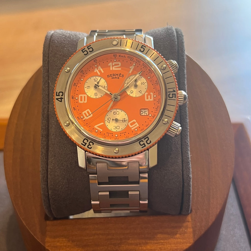 Hermès Clipper Chronograph Orange Dial CL2.916