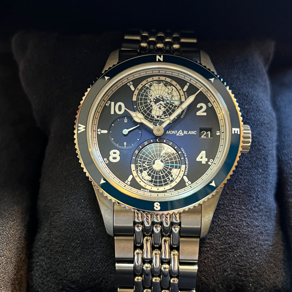Montblanc 1858 Geosphere Titanium Blue Dial Full Set 125567