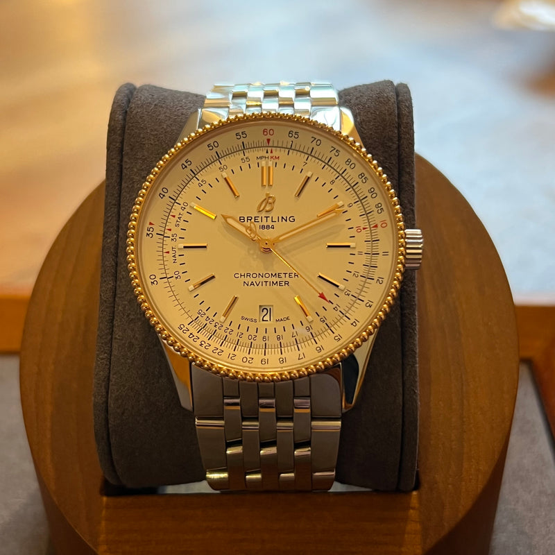 gold breitling navitimer men's watch