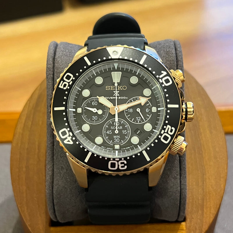 SEIKO ゴールド SEIKO Prospex Diver Solar Chronograph Ref. SSC618 - Black / Gold