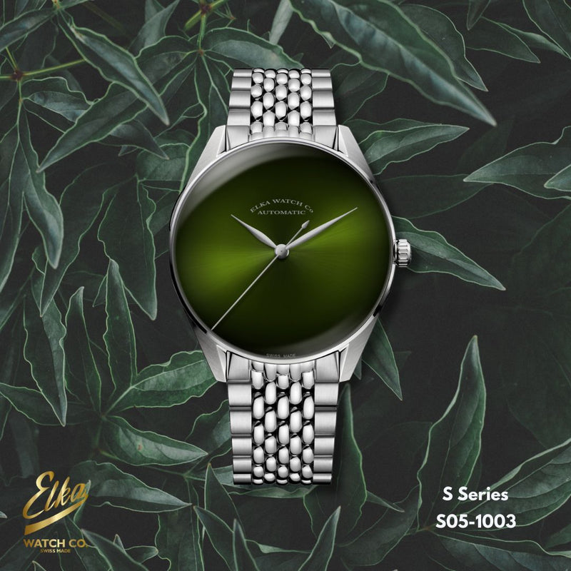 ELKA S05-1003 Automatic Gradient Green Dial & Rice-Grain Bracelet