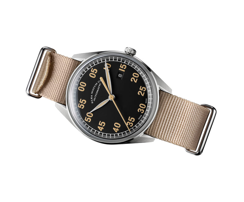 ELKA X01-0901 Automatic Black Dial & Beige Nato