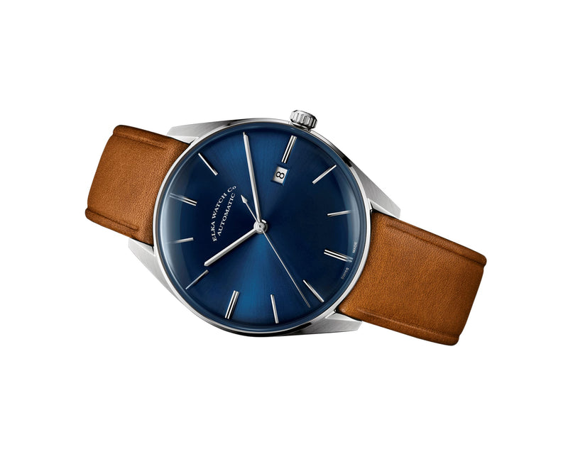 ELKA D02-0806 Automatic Blue Dial & Cognac Leather Strap