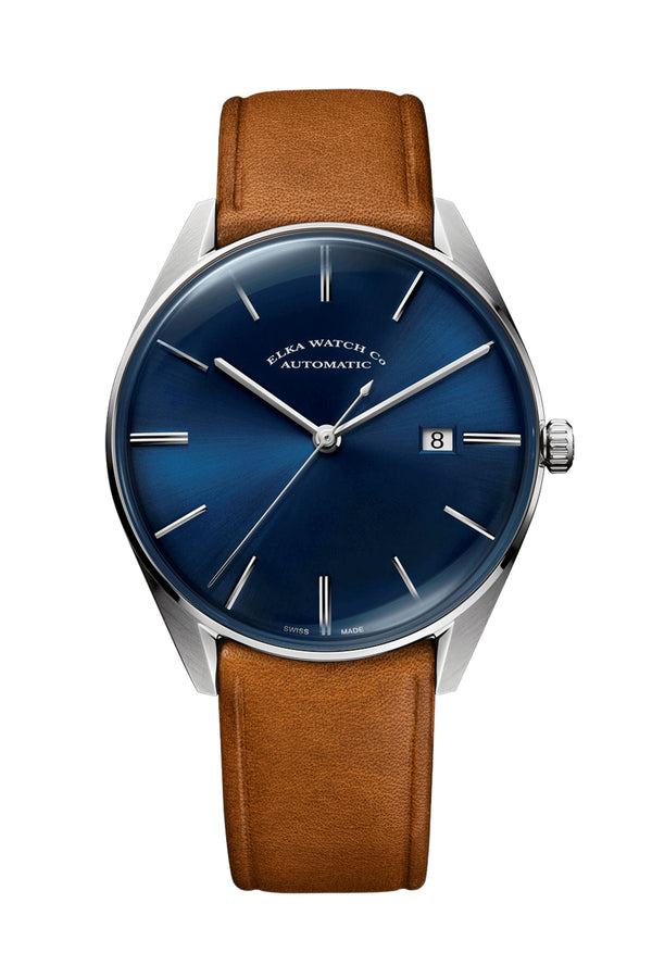 ELKA D02-0806 Automatic Blue Dial & Cognac Leather Strap