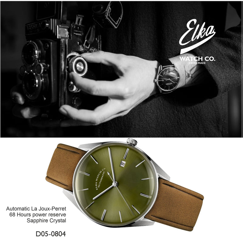 ELKA D05-0804 Automatic Olive Green Dial & Cognac Leather