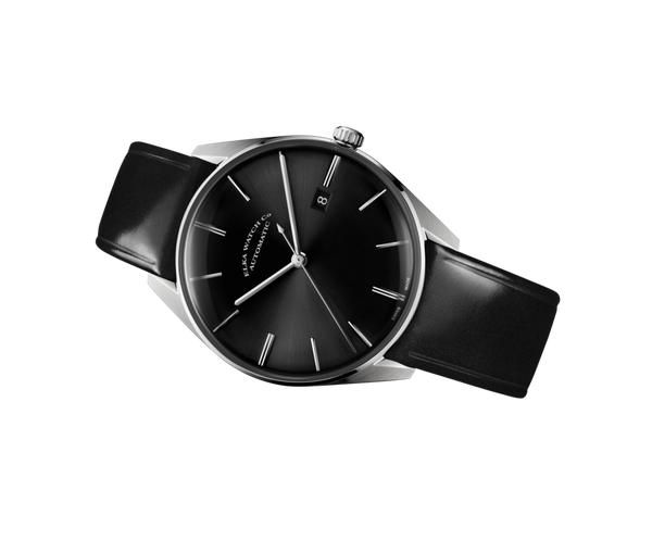 ELKA D04-0807 Automatic Black Dial & Black Leather Strap