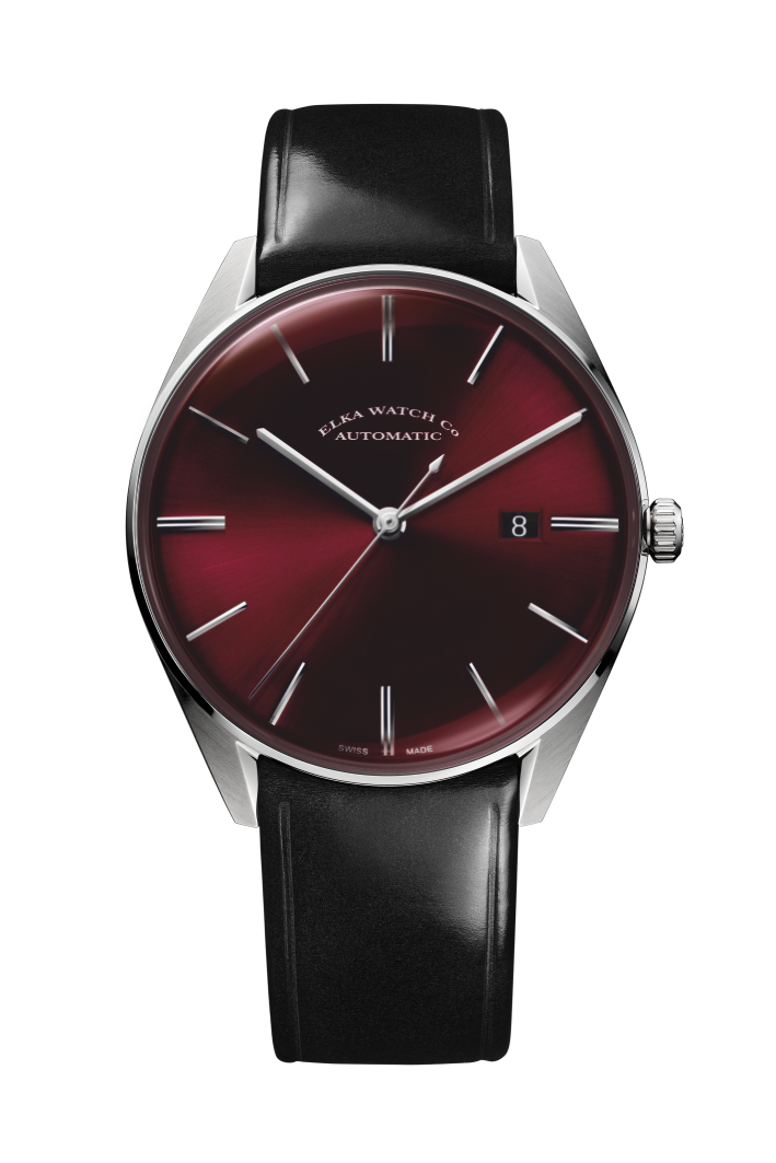 ELKA D07-0807 Automatic Bordeaux Dial & Black Calf Strap