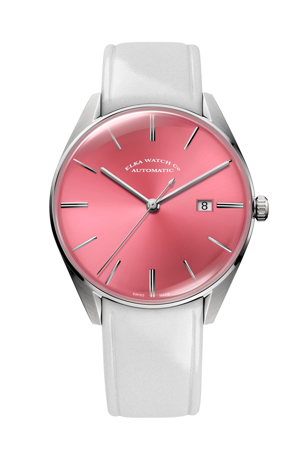 ELKA D06-0808 Automatic Baby Pink Dial & Light Grey Leather