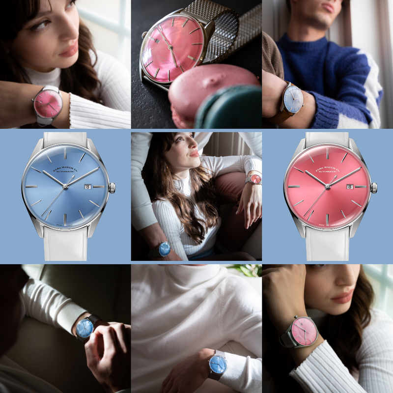 ELKA D06-0808 Automatic Baby Pink Dial & Light Grey Leather