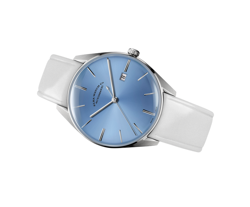 ELKA D08-0808 Automatic Baby Blue Dial & Light Grey Leather