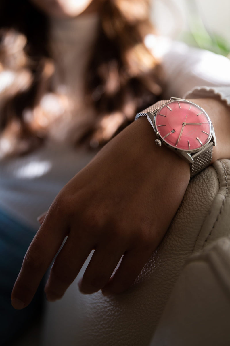 ELKA D06-0808 Automatic Baby Pink Dial & Light Grey Leather