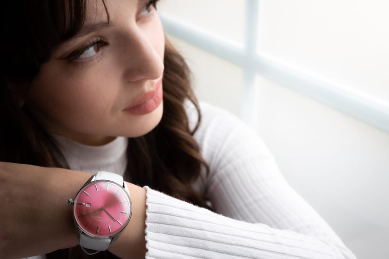 ELKA D06-0808 Automatic Baby Pink Dial & Light Grey Leather