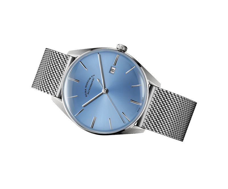 ELKA D08-1001 Automatic Baby Blue Dial & Milanese Mesh