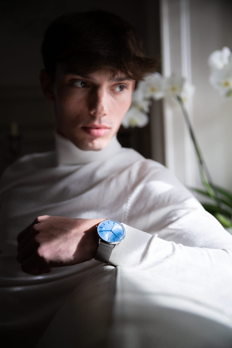 ELKA D08-1003 Automatic Baby Blue Dial & Rice-Grain Metal Bracelet