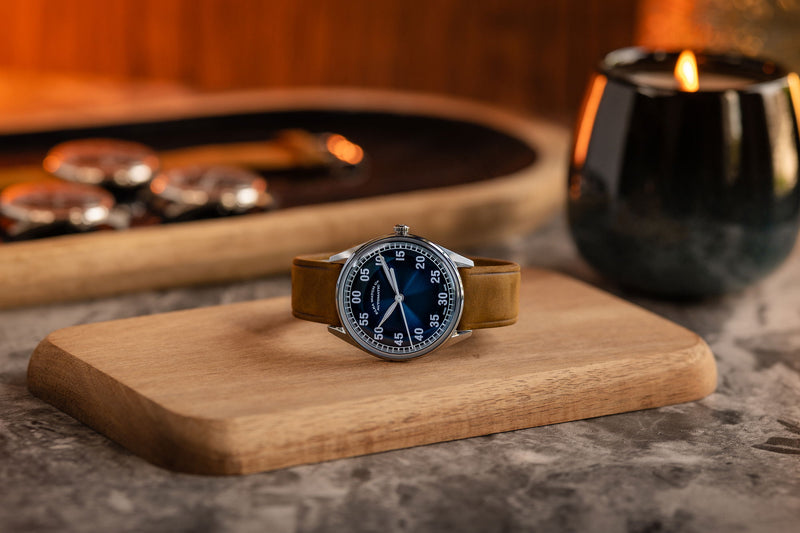 ELKA X11-0804 Automatic Gradient Blue Dial & Cognac Suede Strap