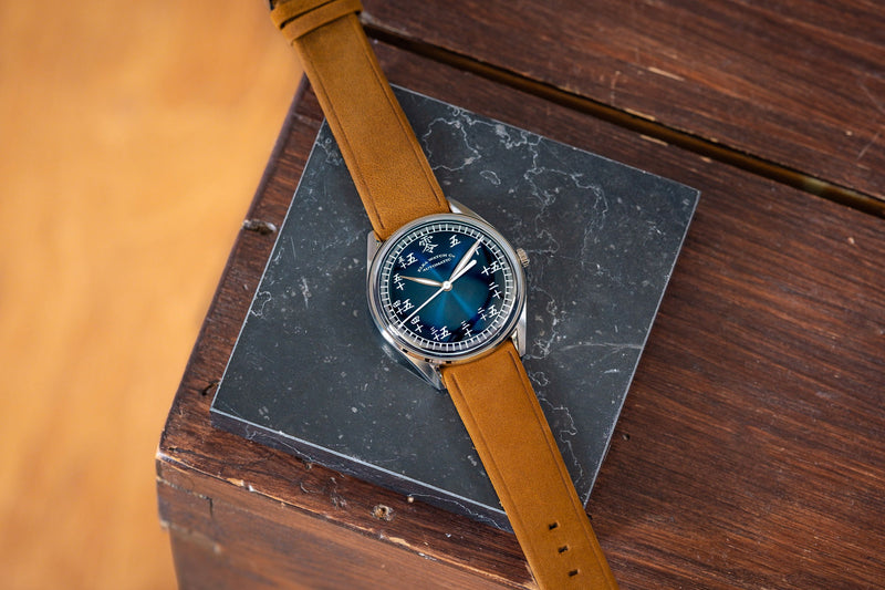 ELKA X13-0804 Automatic Gradient Blue Dial & Cognac Suede Strap