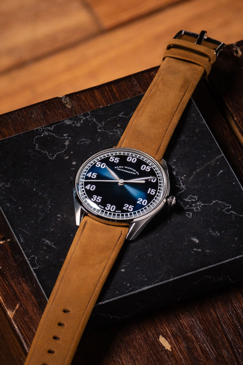 ELKA X11-0804 Automatic Gradient Blue Dial & Cognac Suede Strap