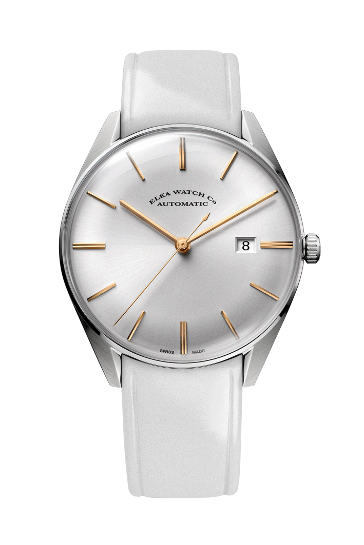 ELKA D01-0808 Automatic Silver Dial & White Calf Leather Strap