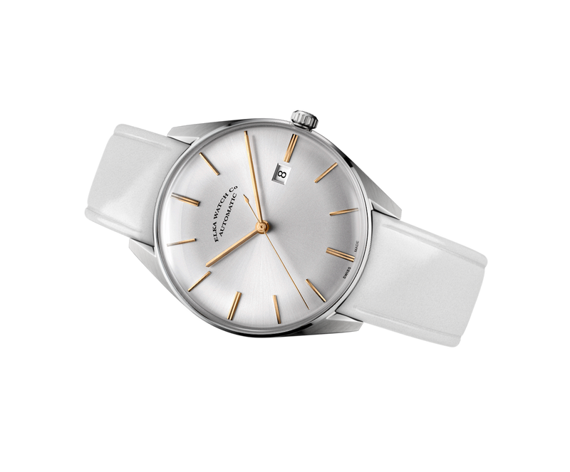 ELKA D01-0808 Automatic Silver Dial & White Calf Leather Strap