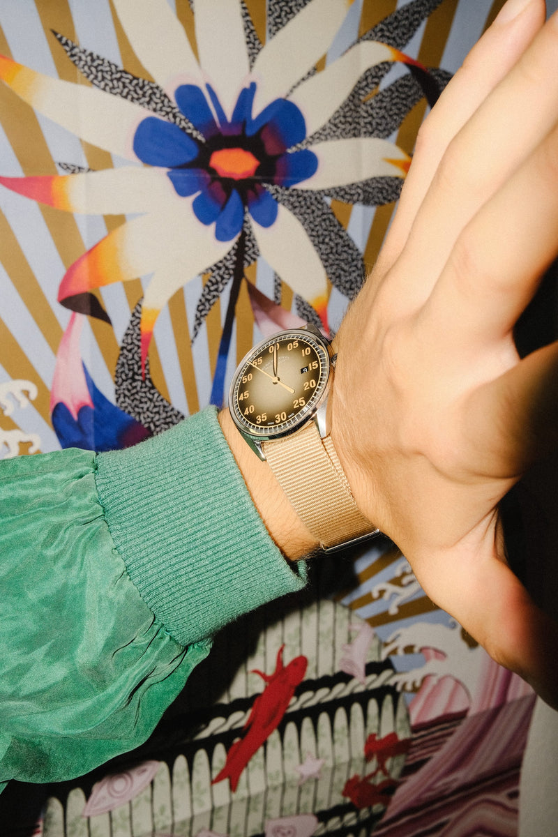 ELKA X09-0901 Automatic Beige-to-Black Gradient Dial & Beige NATO