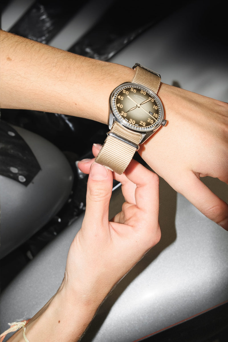 ELKA X09-0901 Automatic Beige-to-Black Gradient Dial & Beige NATO