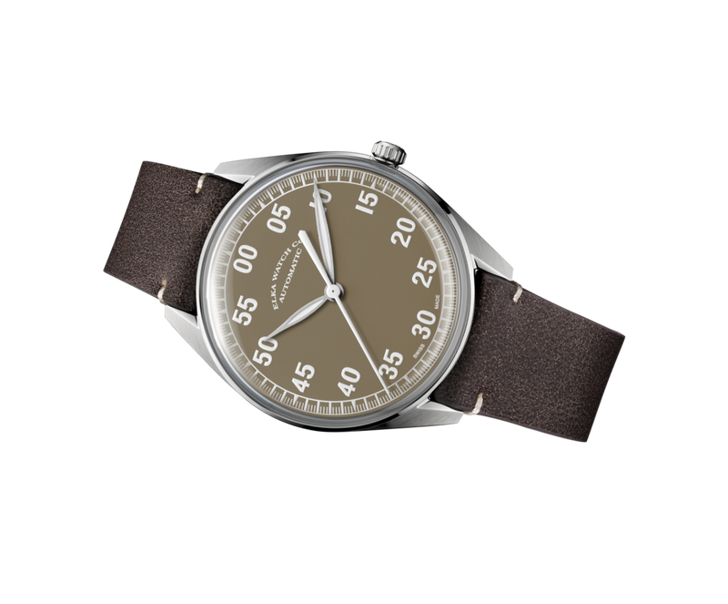 ELKA X15w-0802 Automatic Khaki Green Dial & Brown Leather