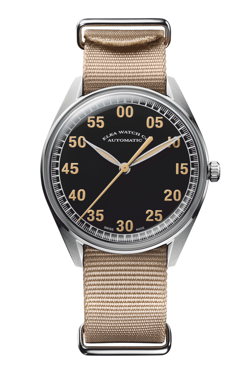 ELKA X01W-0901 Automatic Black Dial & Beige Nato