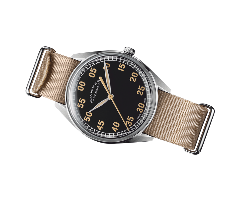 ELKA X01W-0901 Automatic Black Dial & Beige Nato