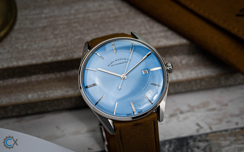 ELKA D08-0804 Automatic Baby Blue Dial & Cognac Suede Strap