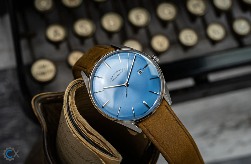 ELKA D08-0804 Automatic Baby Blue Dial & Cognac Suede Strap