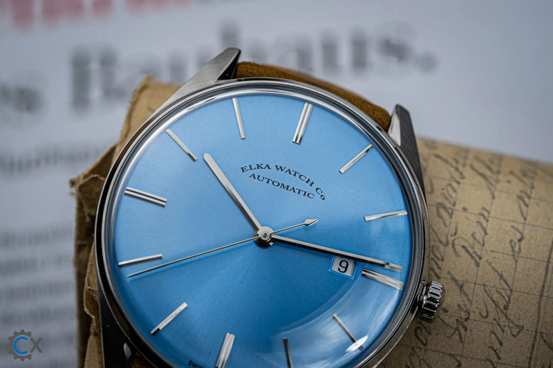 ELKA D08-0804 Automatic Baby Blue Dial & Cognac Suede Strap